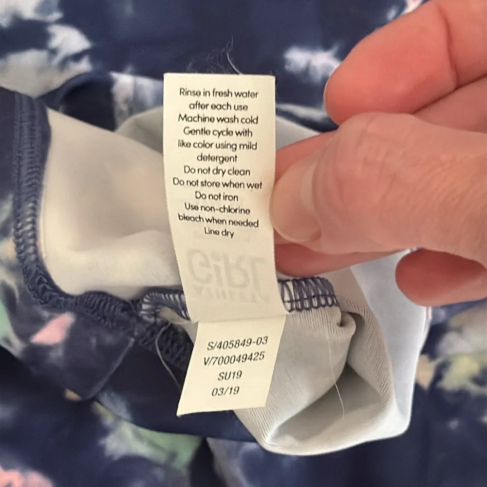 Athleta Girl | Mock Neck Short Sleeve Swim Rashguard Top Aura Tie Dye (M 8-10) - Picture 8 of 14